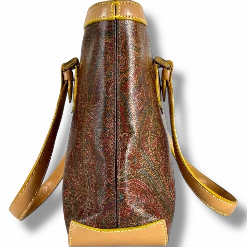 ETRO Paisley Coated Canvas Tote Bag – Leather Trim – Made in Italy - Picture 3 of 8